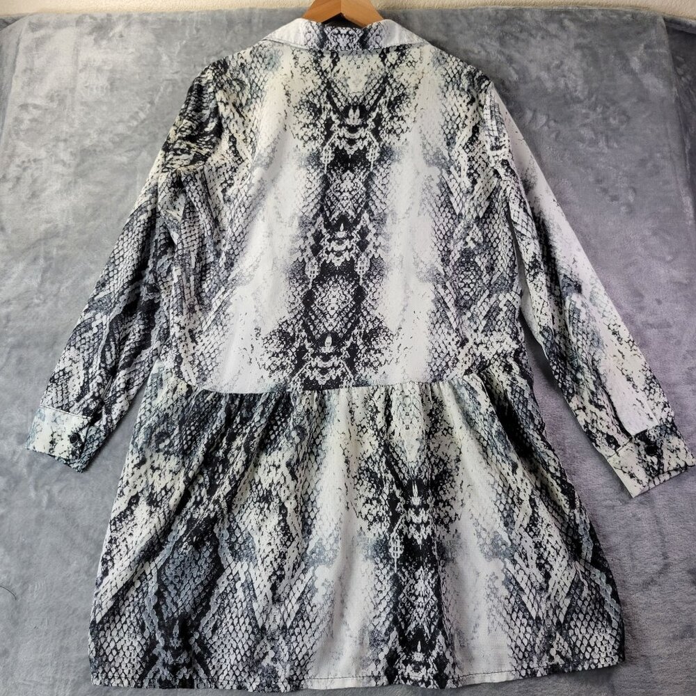 Boohoo‎ Womens US 6 Snake Print Smock Dress Oversized Long Sleeve Grunge Vibes - Picture 9 of 11
